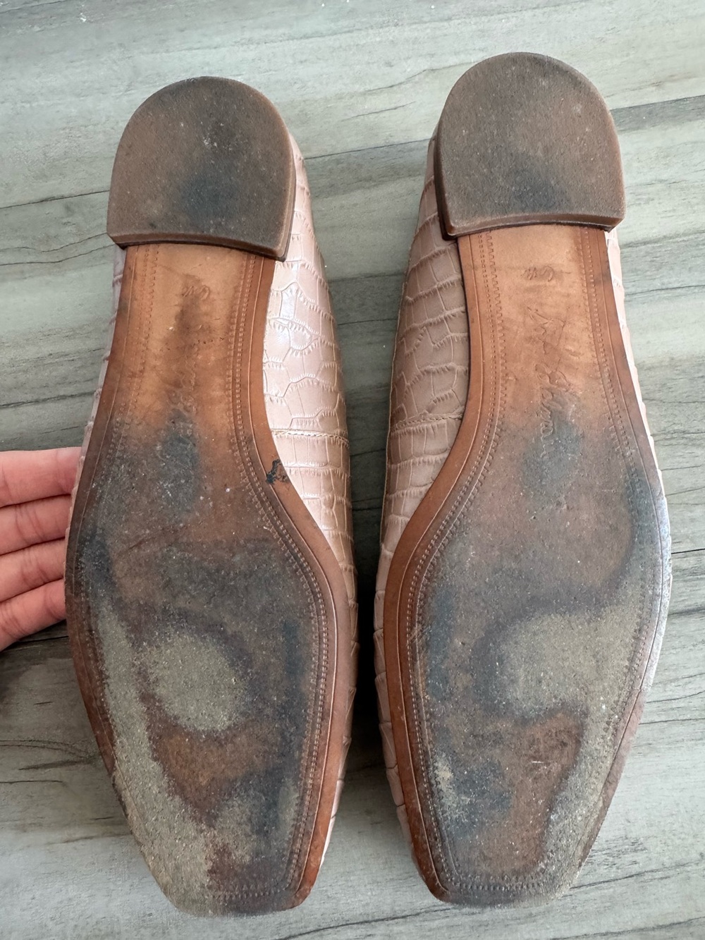 Sam Edelman Jillie Dusty Pink Croc-Embossed Ballet Flats - Picture 6 of 7